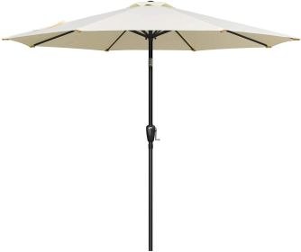 Simple Deluxe 9ft Outdoor Market Table Patio Umbrella with Button Tilt, Crank and 8 Sturdy Ribs for Garden, Beige