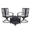 Patio Steel Bistro Dining Table with Umbrella Hole;  Outdoor Leisure Coffee Table;  Square Umbrella Table for Porch; Backyard; Garden;  Black