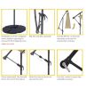 10 FT Solar LED Patio Outdoor Umbrella Hanging Cantilever Umbrella Offset Umbrella Easy Open Adustment with 24 LED Lights - tan